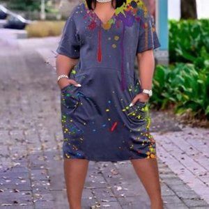 NEW PAINT SPLASH MIDI DRESS